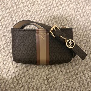 Michael Kors Dark Brown and Gold Wristlet